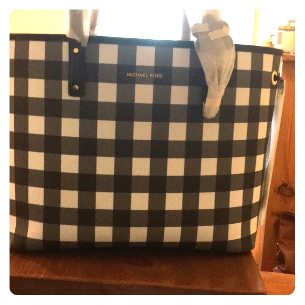 NWT Micheal Kors Gingham Large Tote